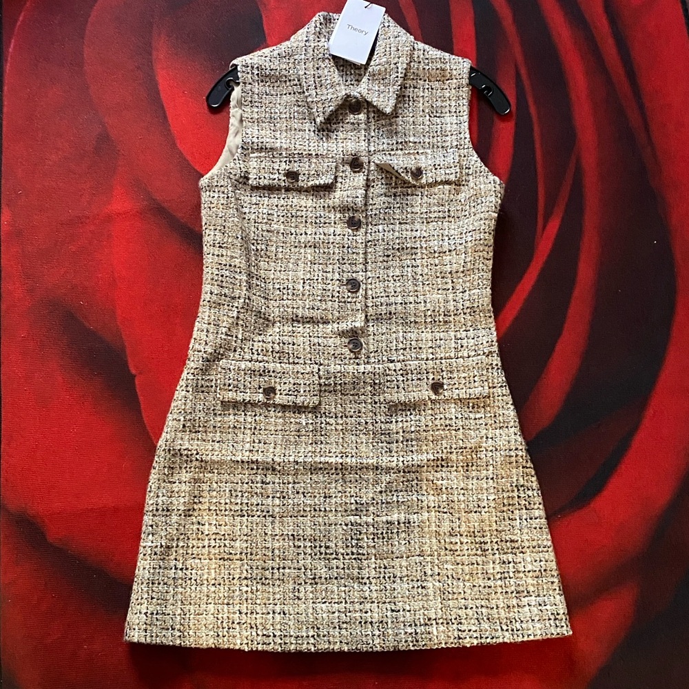 Theory Tweed Sleeveless Military Minidress | NWT | Size 4 - Picture 6 of 8
